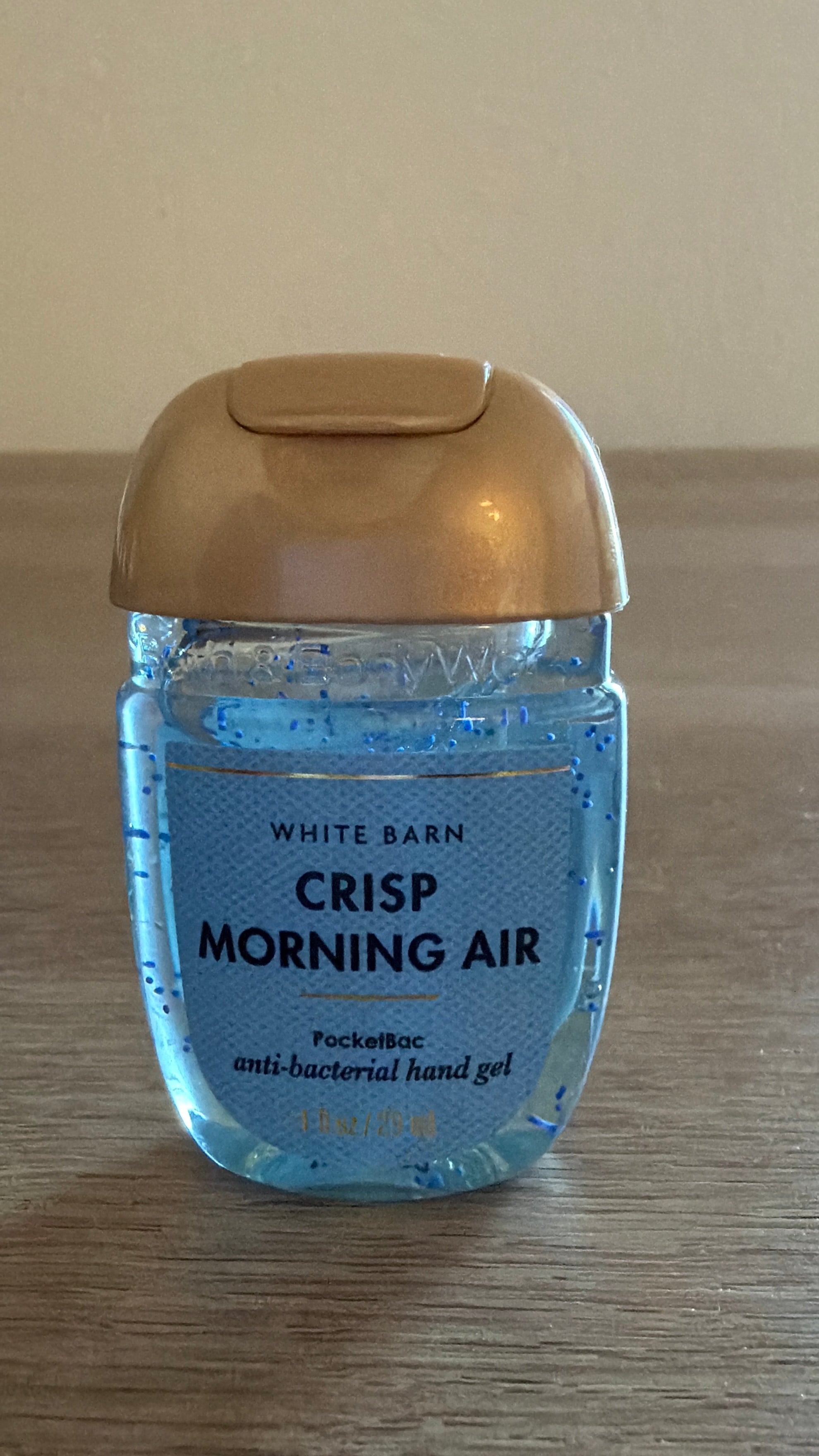 Hand sanitizer crisp morning air